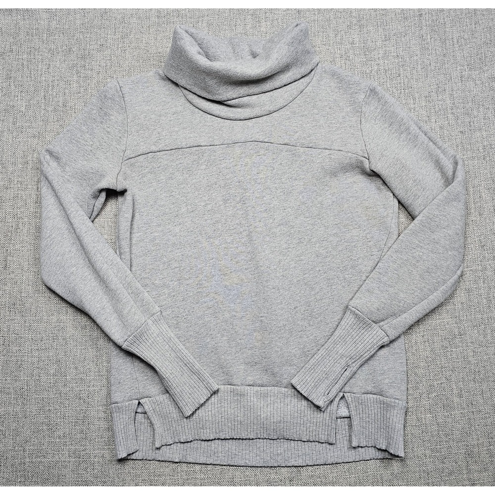 Alo Yoga Sweatshirt Womens Medium Gray Cowl Neck Thumbholes Pleated Pullover